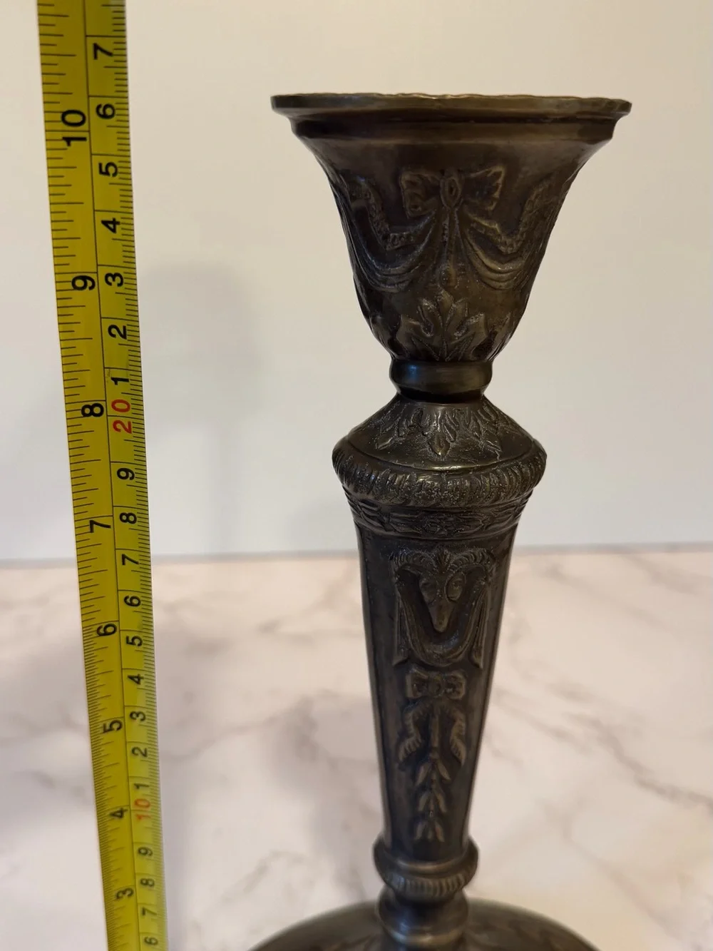 Vintage Brass Neoclassical Candlestick Candle Holder 10”
